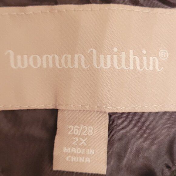 Woman Within Women’s Plus 26/28 (2X) Red Microfiber Parka Coat Zip Front Hooded - Picture 3 of 10